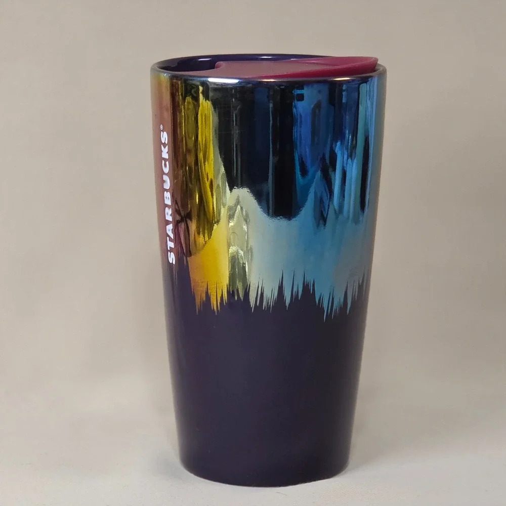 Starbucks 2020 Aurora Rainbow Oil Slick Iridescent 12oz Ceramic Tumbler